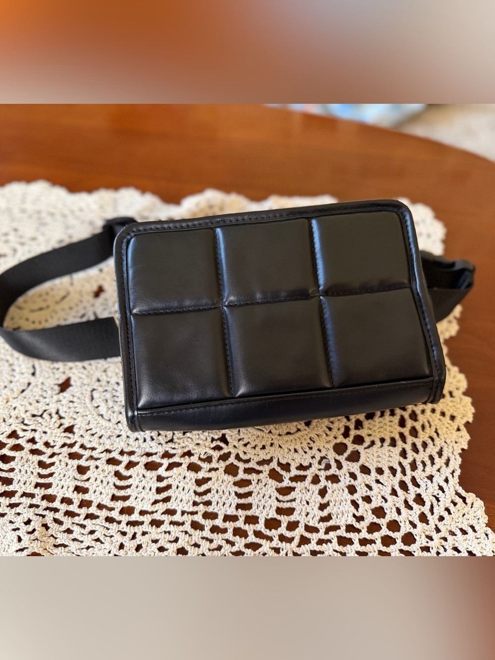 Amanda Uprichard Black Quilted Faux-Leather Belt Bag